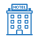 Make an icon of a hotel in the colour 017cba
